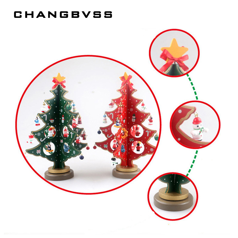 

Wooden Xmas Tree Ornaments for Home Table Decor Exquisite Artifical DIY Christmas Tree Decorations Navidad Wood Craft Supplies