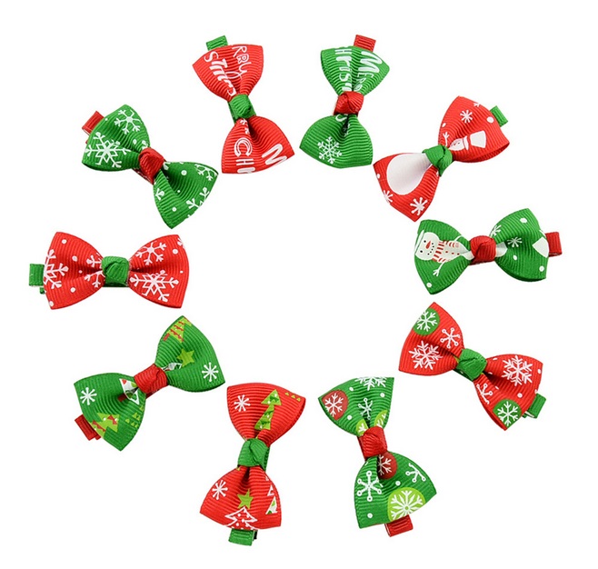 

2 Inch Christmas hair bow baby Girl hair bow Xmas Snow boutique bows Grosgrain ribbon hairbow Hairpins Hair Pin Accessories Gift 636, Multi-color