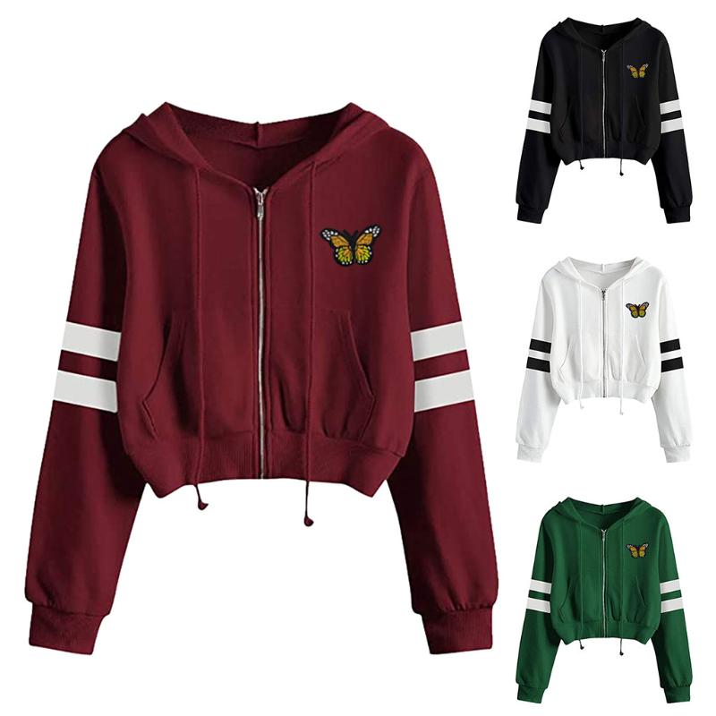 

Hoodie Sweatshirt Women Autumn Short Zipper Long Sleeve Hooded Hoodies Sweetshirts Women Tops And Blouse Pullover Ladies #730, Green