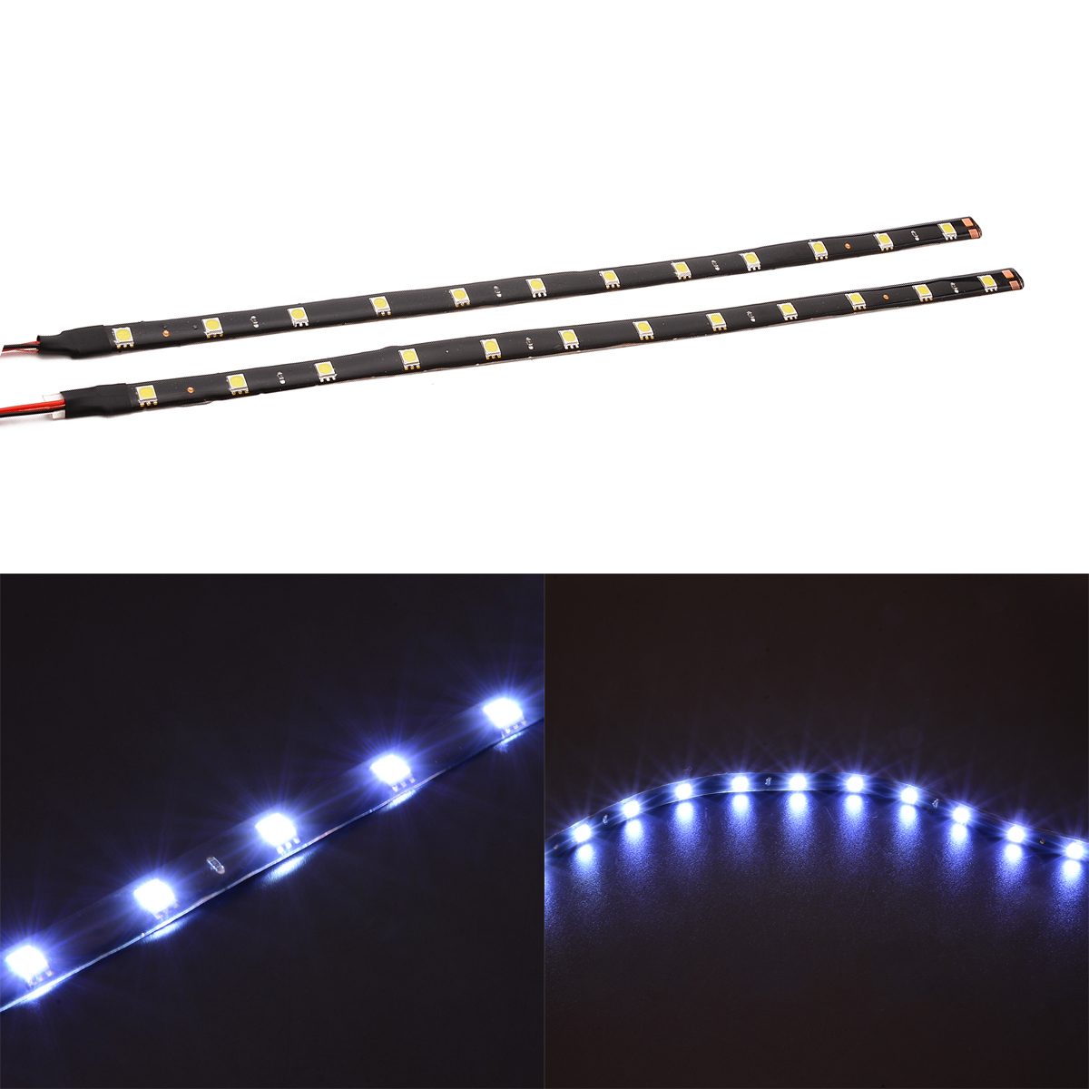 10 pièces 30cm LED bande lumineuse 5050 15LED Flexible LED bande lumineuse étanche bricolage voiture décor blanc DC 12V décoration lampe