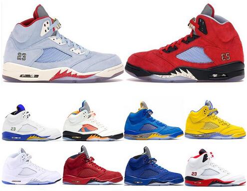 

Trophy Room 5s Ice Blue Mens Basketball Shoes 5 Laney Yellow Bred Red Suede White Cement Metallic Black Designer Sport Sneaker Size 41-47, Laney varsity royal