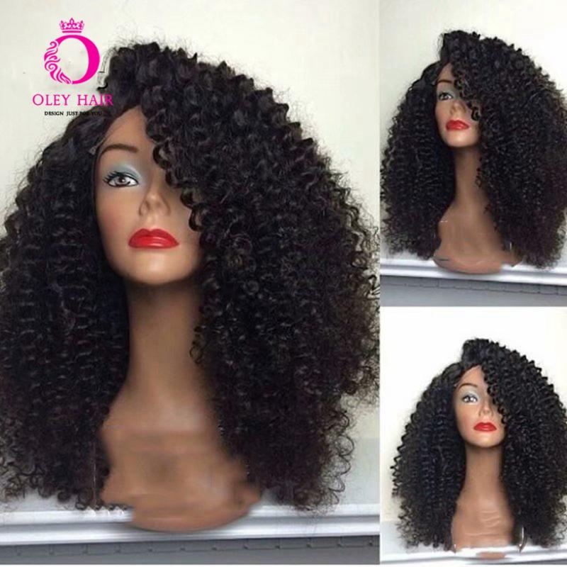 

OLEY Hair Black Wig Glueless Synthetic Lace Front Wig Sidepart Heat Resistant Afro Kinky Curly Cosplay Wigs For Black Women