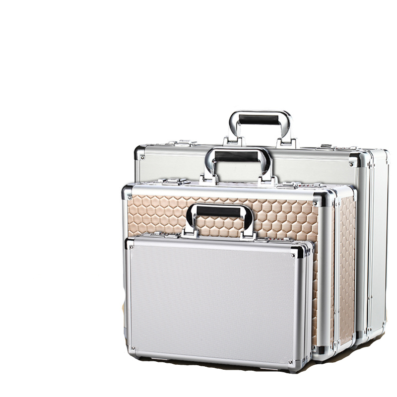 

Aluminum alloy portable password toolbox document file makeup storage organizer confidential mobile cash safety box flight case