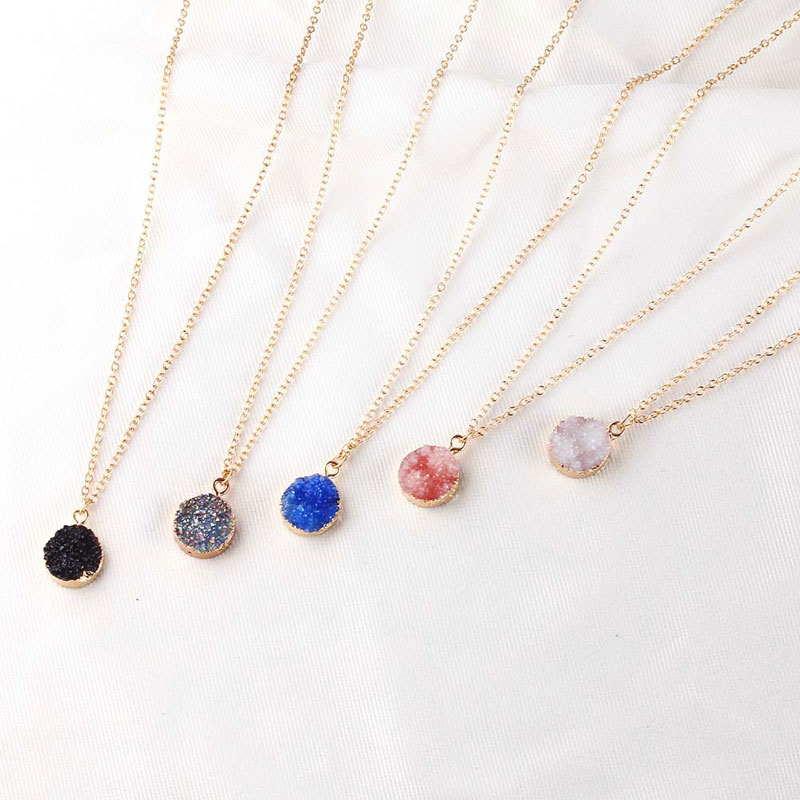 

Mixed Gold Plated Colorful Druzy Pendant Necklaces Choker For Women Men Wedding Party Club Decor Jewelry