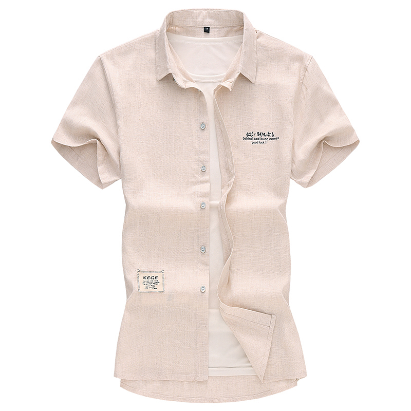

Plus Size 5XL 6XL 7XL Men's Linen Shirt 2020 Summer New Fashion Casual Short Sleeve Shirt Male Brand Clothes, Black