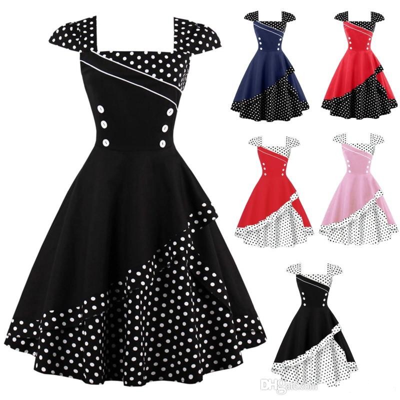 Retro sottoveste abito Pin Up Polka Dots estate Swing Vestito Abito Spalline