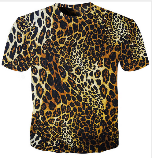 Animal Skin Leopard Print Mens T Shirts Graphic Funny Body Print Short T-Shirt Unisex Pullover Blouse