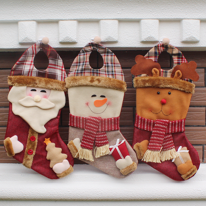 

1PC Christmas Decoration Portable Santa Claus/Snowman/Deer Stocking Fruit Candy Gifts Bags Holder Party Ornaments 23.5x45.5x26