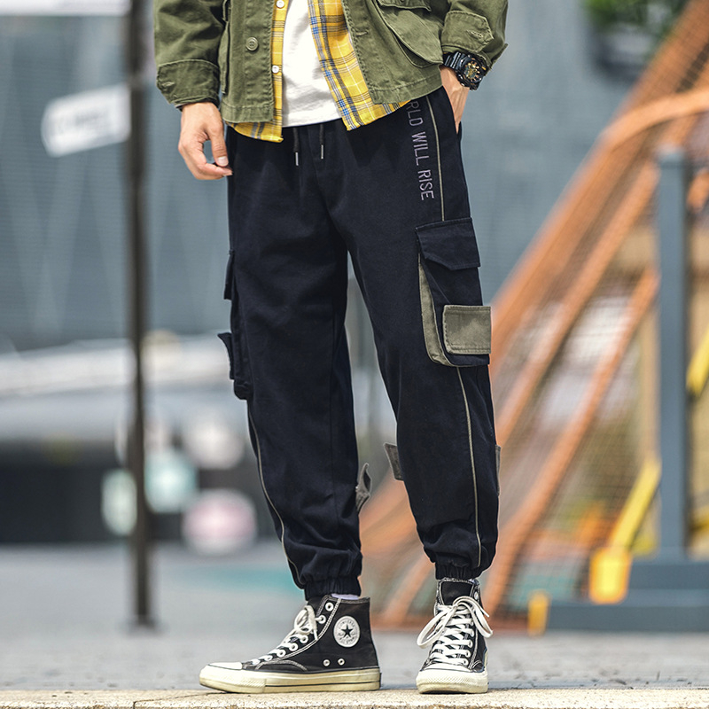 

Harajuku Harem Cargo Pants 2020 Sweatpants Men Hip Hop Black Joggers Pants Mens Baggy Side Striped Trousers 5XL