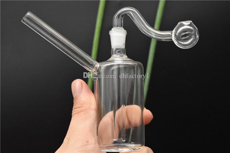 

Cheap Mini Simple glass bongs bong Oil Burner tube dab heady Water Bong think glass pipes free shipping