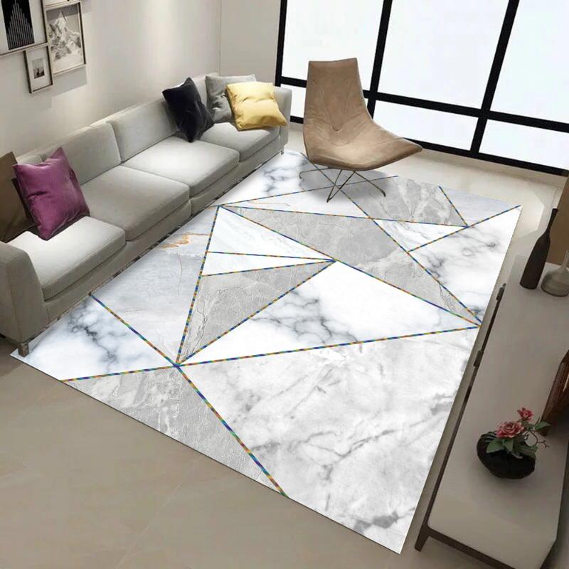 

6mm 3D Carpet Living Room Rug Nordic Style Rectangular Geometric Marble Pattern Study Mat Bedroom Yoga Pad Xmas Decor Non-slip