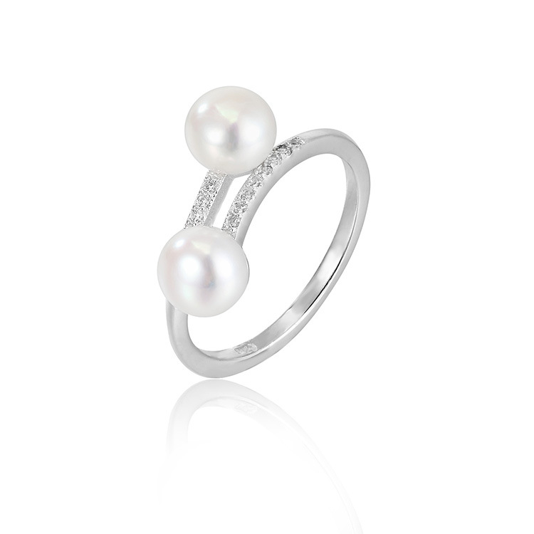 

Cluster Rings Sterling Silver Freshwater Pearl Ring Female Retro Crown Pearls Jewelry With Box