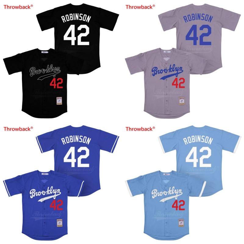 

Mens Brooklyn Jersey Robinson Baseball Jerseys Size S-XXXL Colour White Gray Blue Black Superior quality, 42 white