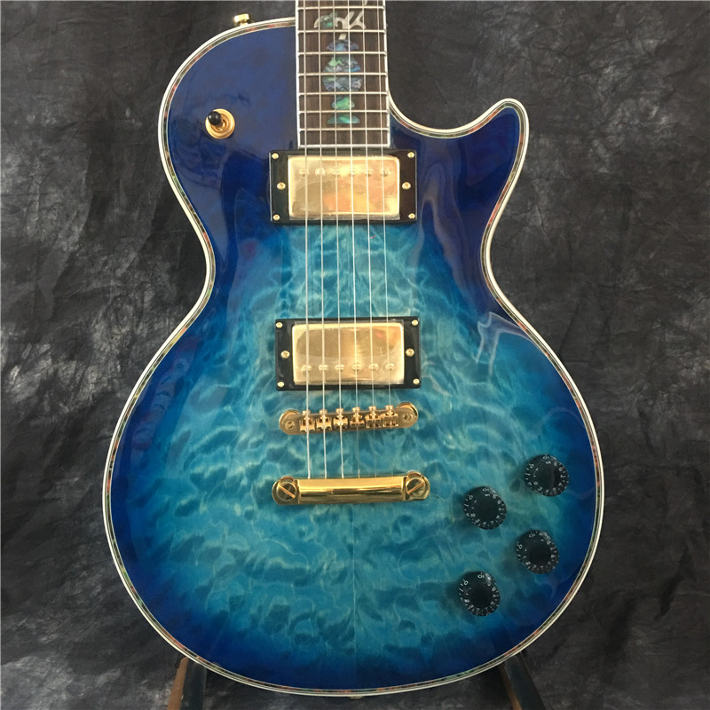 Free Shipping !! lp Guitar Factory Top Quality 2 Pickups gold Hardware LP Standard Blue Electric Guitar In Stock