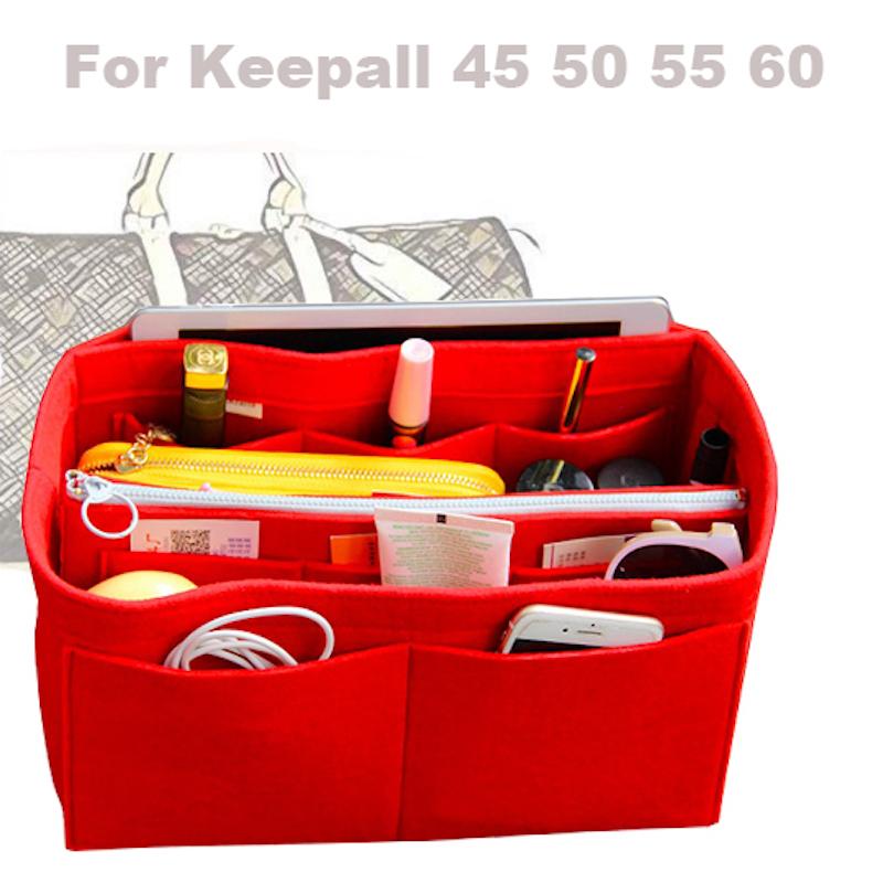 

For [Keepall 45 50 55 60]3MM Felt Handbag Organizer Bag In Bag Tote Organizer Insert Diaper(w/Detachable Zip Pocket), Red