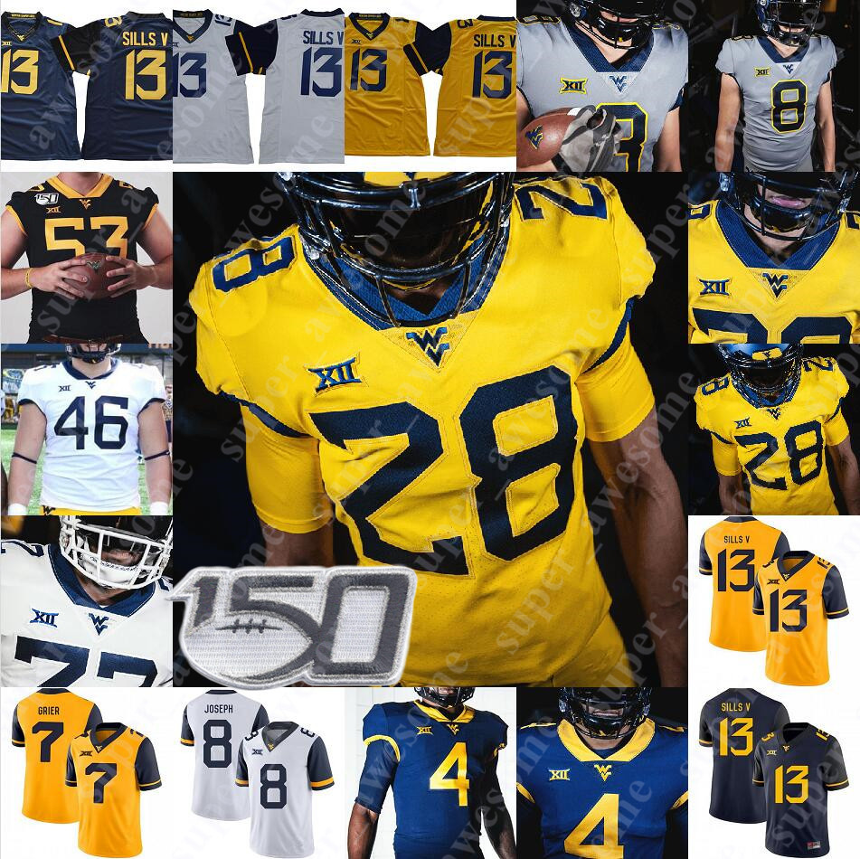 

West Virginia Mountaineers Jersey Stedman Bailey Marc Bulger Jeff Hostetler Owen Schmitt Will Grier Amos Zereoue Geno Smith Kevin White, 2019 new white