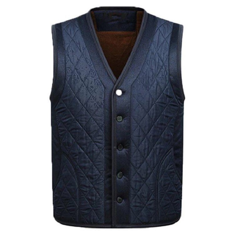 

Waidx Vest Waistcoat Men Sleeveless Fleece Jacket Mens Warm Winter Thick Male Vests Old Men Loose Blue Warm Gilet Chaleco Drops, Blue vest