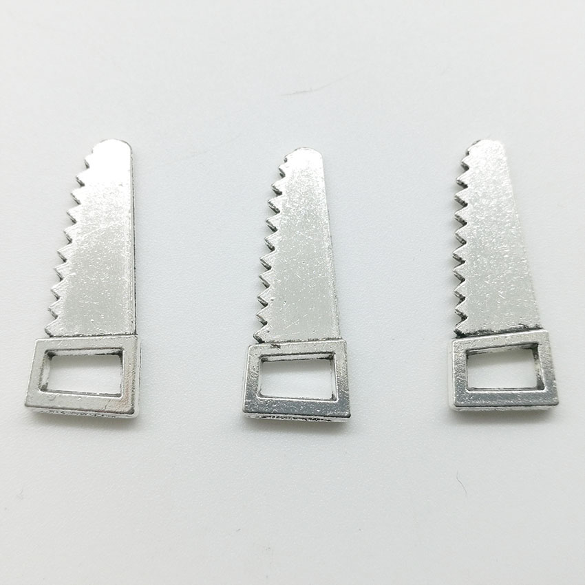 

150pcs/Lot Hand Saw Alloy Charms Pendant Retro Jewelry DIY Keychain Ancient Silver Pendant For Bracelet Earrings Necklace 23*9mm