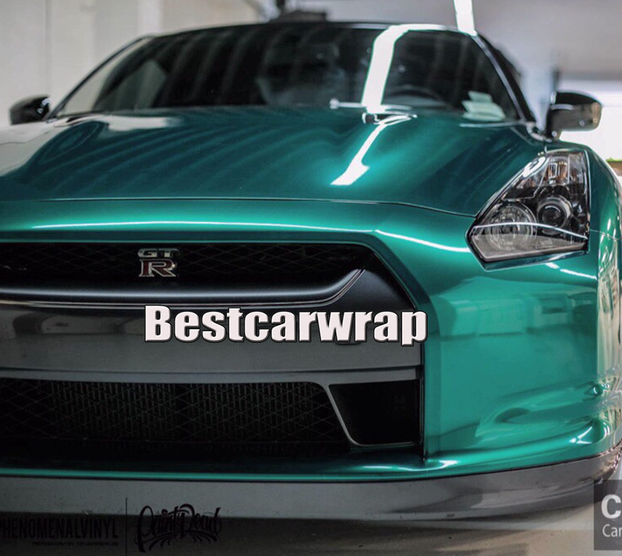 Emeraude Green Green Gloss Wrap de la voiture de vinyle entière de la voiture entière avec une bulle d'air libre Log Colle Glue Initial 3M Qualit
