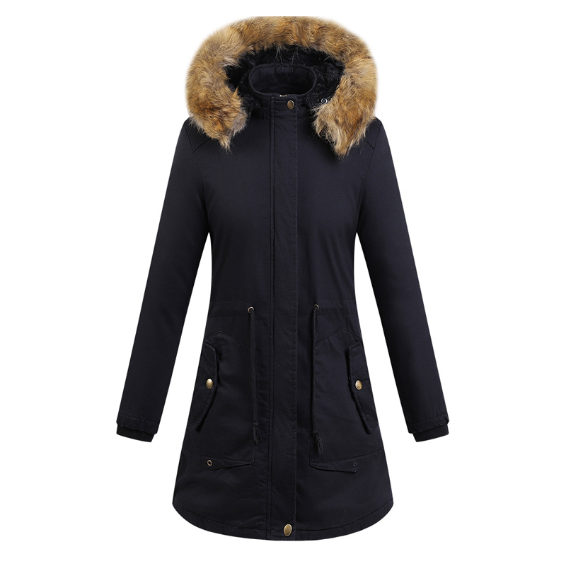 

Woman Winter Long Thick Pink Hooded Parkas Coat and Padded Jackets 2018 Fashion Loose Maomaokong Lassie Plus Size Clothes, Black