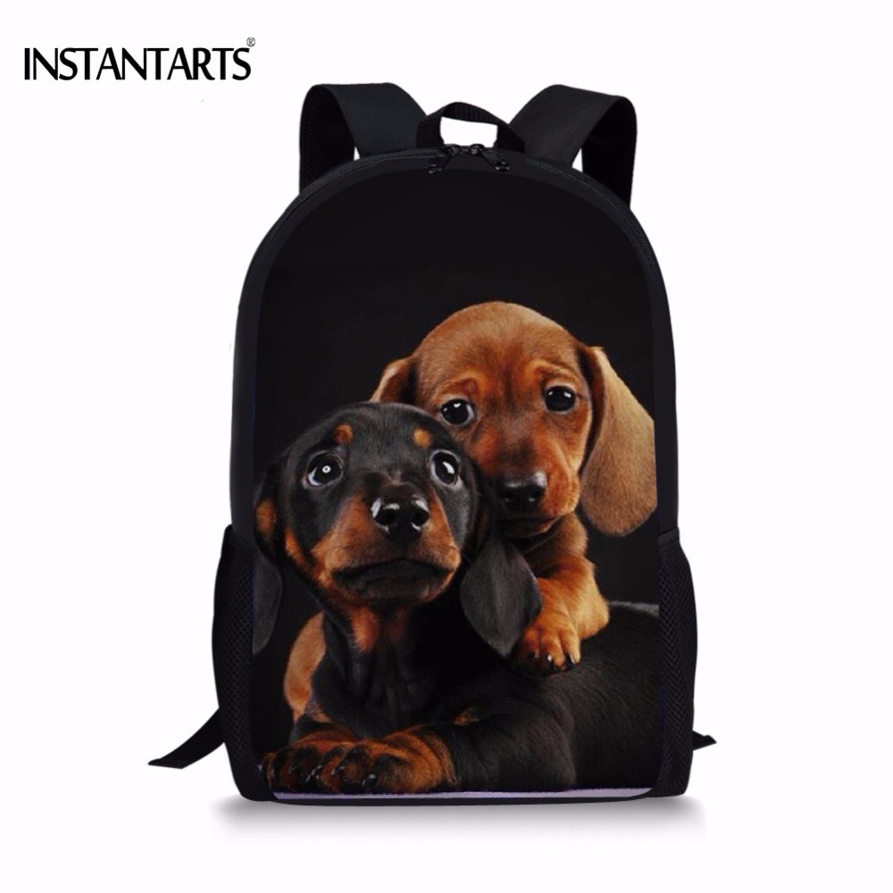 

INSTANTARTS Funny Puppy Dachshund Print Kids Backpacks Girls Boys Children School Bags Casual Students Large Lap Top Rucksacks, H10979c