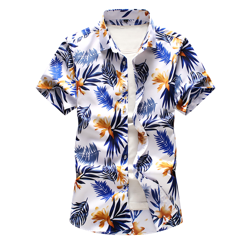 

Men floral print Hip hop Hawaiian Short sleeve shirts Summer vacation Party Plus Size 6XL 7XL casual shirt camisa masculina, 9017 black
