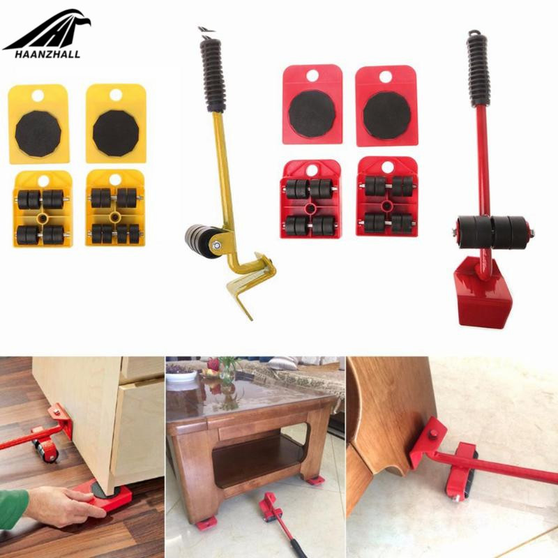 

5Pcs Professional Furniture Transport Lifter tool Set Heavy Stuffs Moving Hand Tools Set Wheel Bar Mover Device