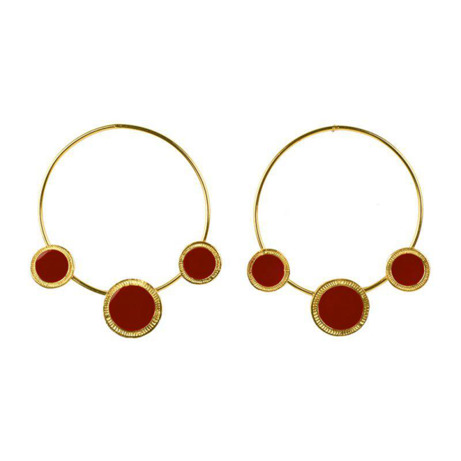

Fashion Gold Color Big Loop Dangle Earrings Bohemian Red Black Circle Round Drop Earring For Women Girl's Traveling Jewelry