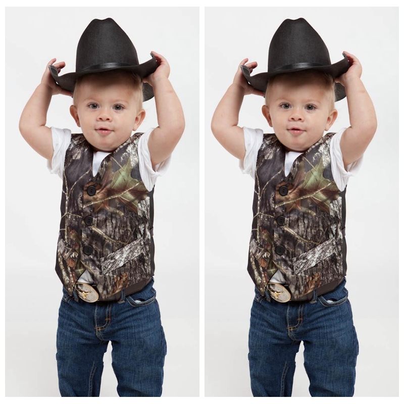 

Top Sale Camo Boy's Formal Wear Vests With Bowknot Camouflage Groom Boy Vest Cheap Satin Custom Formal Wedding Vests Camouflage Outside, Same as image