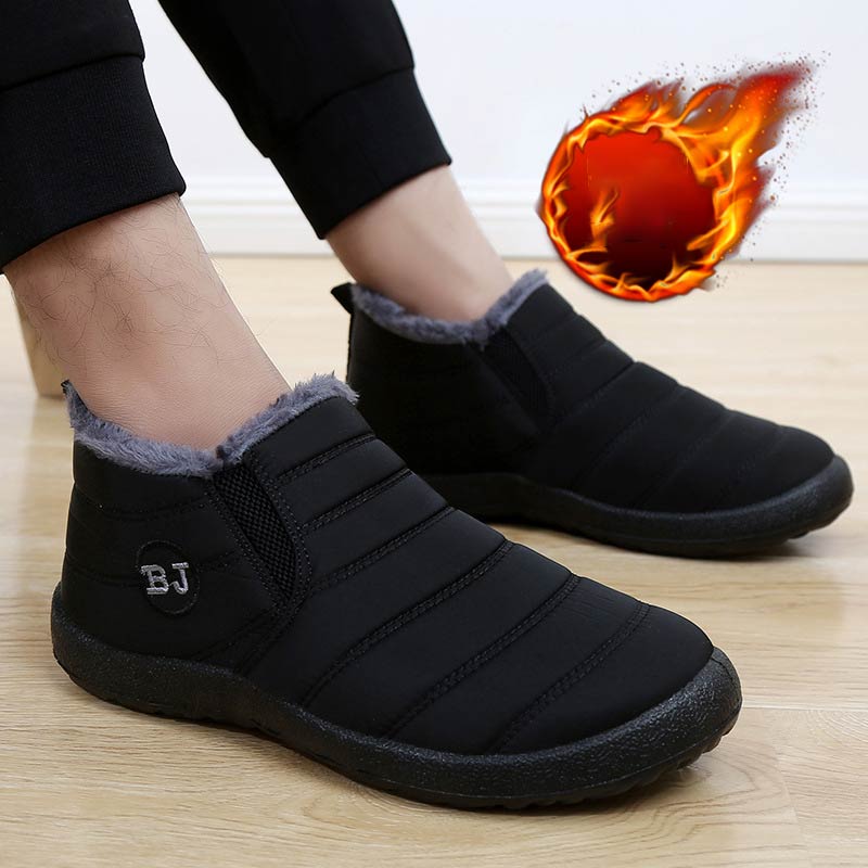 

Winter shoes men ankle boots warm fur slip-on men snow boots solid no-slip winter boots men shoes