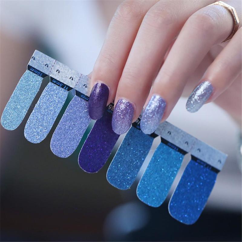 

Glitter Series Fashion Nail Art Transfer Decals Sticker Cocktail Collection Manicure DIY Nail Art Polish Strips Wraps For Party, As shown