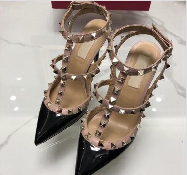 

new Pumps Wedding Shoes Woman High Heels sandal Nude Fashion Ankle Straps Rivets Shoes Sexy High Heels Bridal Shoes, A15