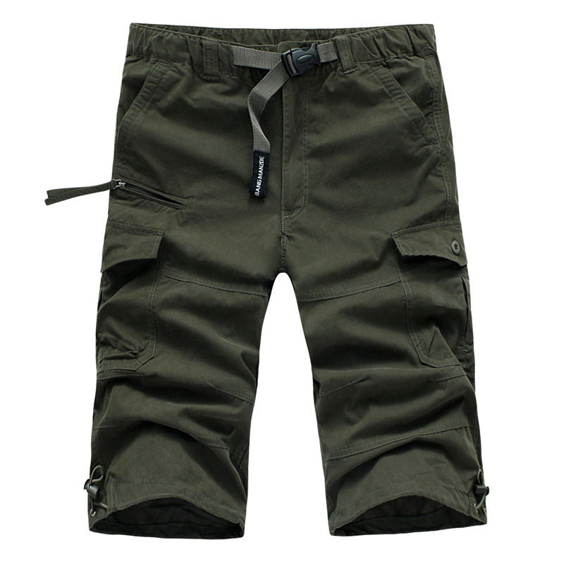 

Summer Men's Baggy Multi Pocket Loose Cargo Shorts Outdoor Sports Camping Knee Length Tactical Short Trousers, Army green