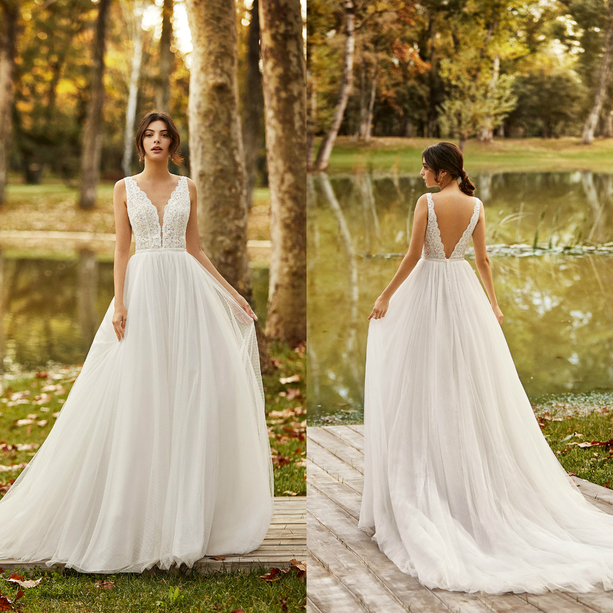 

2020 Gali Karten Wedding Dresses Boho A Line Sweep Train Appliqued V Neck Backless Country Bridal Gowns Custom Made Bohemia Wedding Dress, Light yellow