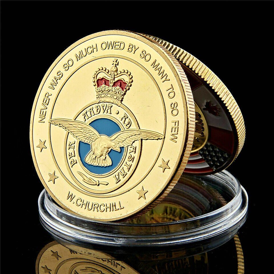 Arts and Crafts Luxembourg Royal Air Force Soldier Retired 1oz Gold Plated Coin Military Commemorative Badge-image-521892606