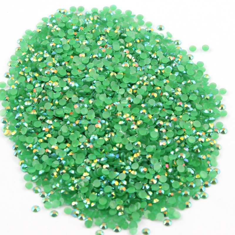 

Dark Green AB 2mm,3mm,4mm Nail Art Resin Jelly Rhinestone Round Flatback For DIY Nail Art Accessories