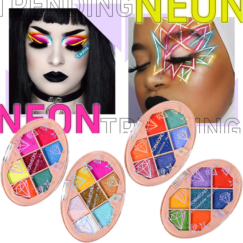 

7 colors/Set Neon Eyeshadow Pallete Colorful Waterproof Matte Glitter Eyeshadow Makeup Pallete Lasting High Pigments Powder, 1pc random color