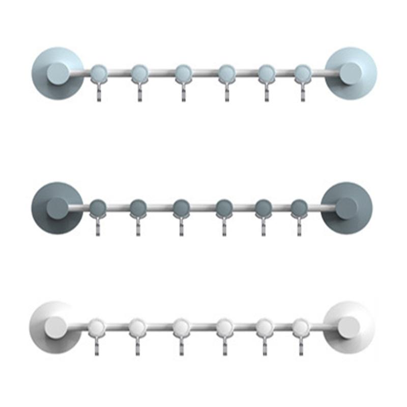 

6 Even Row of Hooks Strong Adhesive Hook Kitchen Wall Hanging, Creative Bathroom Nail-free Seamless Rack Hanger Hook Shelves
