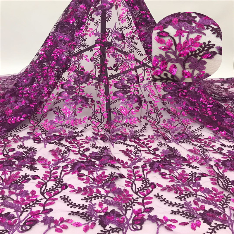 

African Wine Organza Sequins Lace Fabric 20220 Hot Sale Nigerian Wedding Dress High Quality Organza French Net Mesh Lace