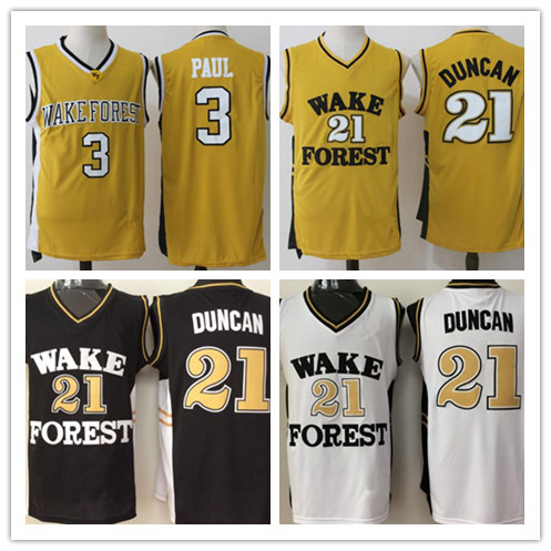 

Mens Wake Forest Demon Deacons College Basketball Jerseys Tim Chris Paul Shirts Cheap University Stitched Basketball Jersey S-XXL, Gold 3