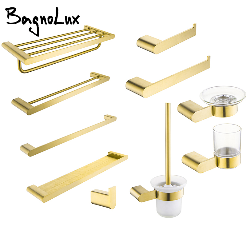 

304 Stainless Steel Toilet Brush Toothbrush Cup Towel Rack Clothes Hook Tissue Rack Shelf Towel Soap Dish Bathroom Set
