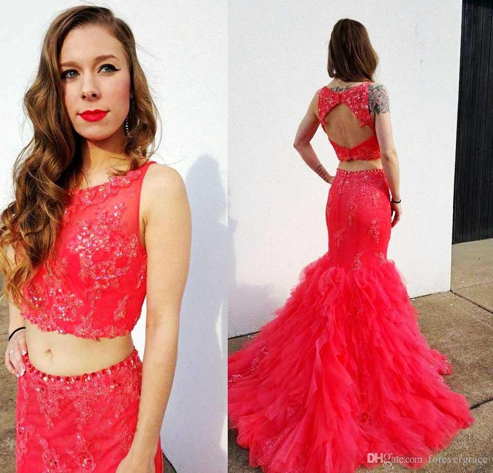 

2019 Cheap Two Pieces Prom Dress Sexy Mermaid Jewel Neck Formal Holidays Wear Graduation Evening Party Gown Custom Made Plus Size, Pink