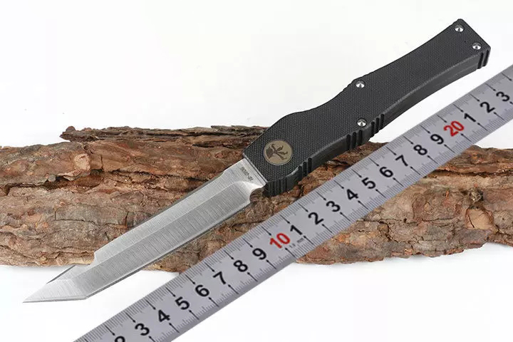 

High Quality MICROTECH 151-4 Tactical Straight Knife D2 Satin Tanto Blade Black G10 Handle Fixed Blade Knives With Kydex