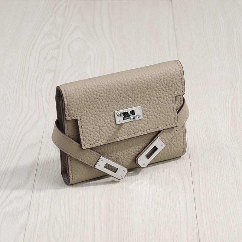 

Designer-2020 Fashion New Lock Wallet Women Genuine Leather Wallets Female Hasp Multilevel Luxury Coin Purse Black Clutch Card Holder Bag, Gray