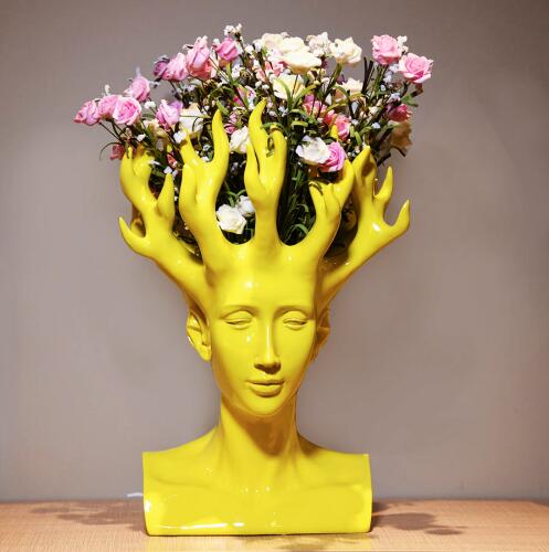 

Man head ceramic vase home decor tabletop Movie Figure Home Decorative Art Designer creative
