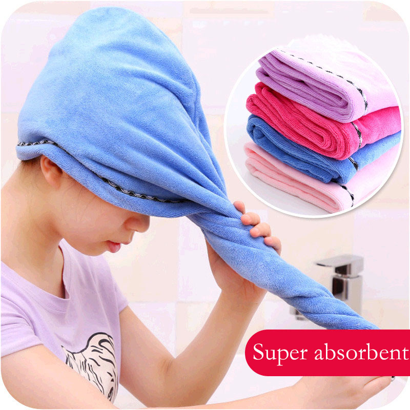 

HZTRXUN Women Bathroom Super Absorbent Quick-drying Microfiber Bath Towel Hair Dry Cap Salon Towel 24x62cm