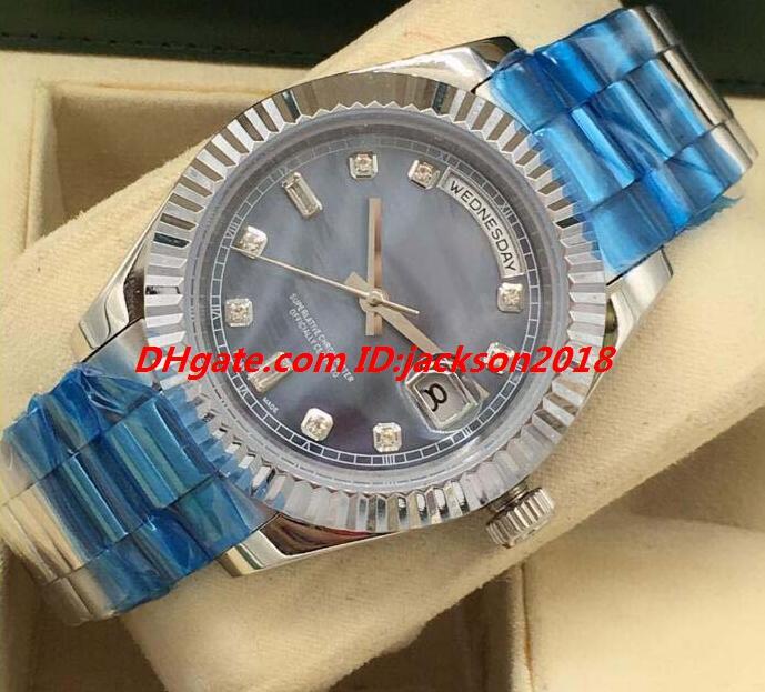 

selling luxury watch ii 41mm platinum factory ice blue diamond dial 218206 steel bracelet automatic fashion men's watches wristwatch, Slivery;brown