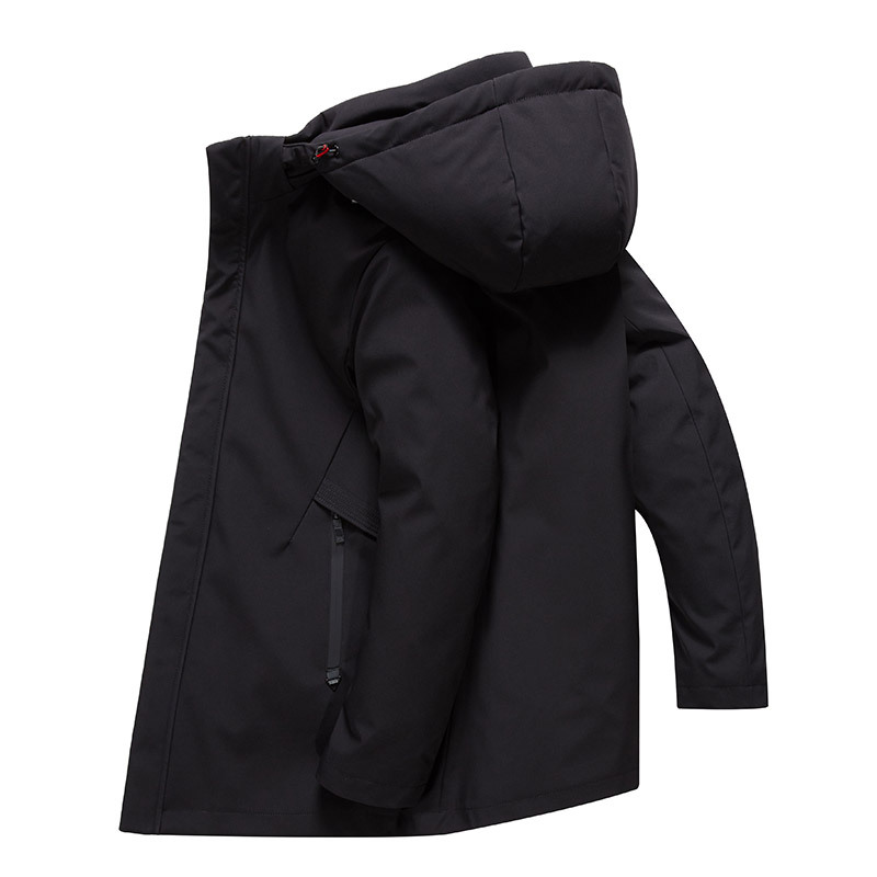 

Winter Men's 90% Duck Down Coats With Detachable Liner Male Fashion Casual Duck Down Jackets Men Solid Hooded Parkas JK-852, Black