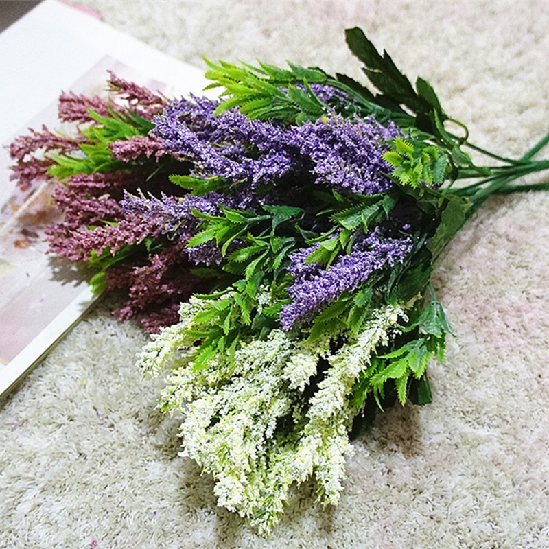 

Foam provence lavender bundle decorative artificial flowers for home wedding decoration Xmas decor fake plants, White