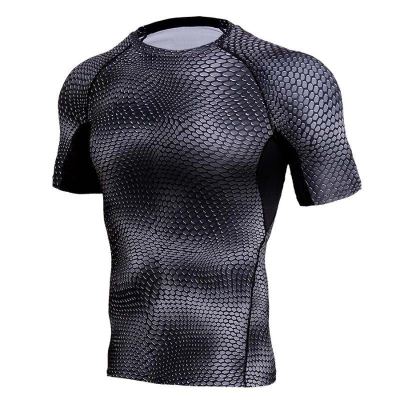 

Tight Top men' sports running short sleeve fitness quick-drying T-shirt high elasticity training breathable sweat absorption, Xiu serpentine red